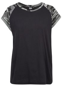 Urban Classics Herren Kurzarmshirt "Urban Classics Damen Ladies Contrast Raglan Tee", schwarz, casual, Gr. XS, mehrfarbig, 60% Baumwolle, 40%