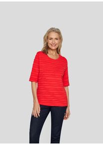 Rabe Damen Rundhalsshirt, rot, casual, Gr. 50, unifarben, Web, Obermaterial: 68% Viskose, 28% Polyester, 4% Elasthan, Shirts, im Crinkle-Look