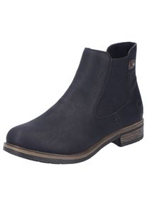 Rieker Damen Chelseaboots, Gr. 37, schwarz, Lederimitat, unifarben, klassisch, Schuhe, Schlupfboots, Stiefelette, Blockabsatz, mit wärmendem