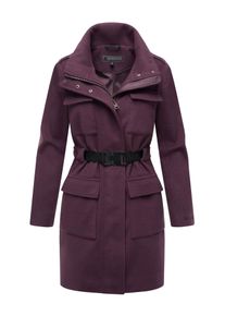 Marikoo Damen Kurzmantel "Tanokoo", lila, Gr. S, 90% Polyester 10% Viskose, Mäntel, Eleganter Übergangsmantel mit großen Taschen und Stretch-Gürtel