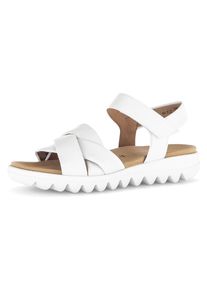 Gabor Damen Riemchensandale, Gr. 42, weiß, Glattleder, unifarben, casual, Schuhe, Sommerschuh, Keilsandalette, Bequemschuh mit Klettverschluss