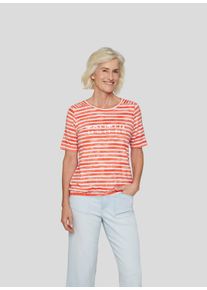 Rabe Damen Rundhalsshirt, orange, casual, Gr. 40, gestreift, Web, Obermaterial: 92% Viskose, 8% Elasthan, Shirts, im Streifen-Look und mit