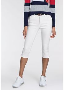 Kangaroos Damen Caprijeans "CAPRI-JEANS mit Gürtel", weiß, Basic, Gr. 46, Denim/Jeans, Obermaterial: 36% Baumwolle, 36% Viskose, 26% Polyester, 2%