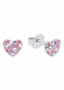 Mädchen Paar Ohrstecker "Herz, 2013168", Silber 925 (Sterlingsilber), rosa, Prinzessin Lillifee, Silber 925 (Sterlingsilber), Ohrringe, mit Preciosa