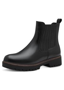 Tamaris Damen Chelseaboots, Gr. 36, schwarz, Glattleder, Elastischer Einsatz, unifarben, klassisch, Schuhe, Blockabsatz, Stiefelette, Businessschuh