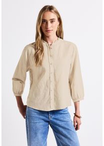 Street One Damen Schluppenblusemoonstone sand, casual, Gr. 42, unifarben, Web, Obermaterial: 60% Leinen, 40% Baumwolle, Blusen, mit durchgehender