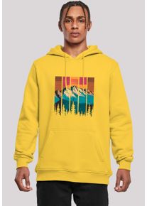 F4NT4STIC Herren Kapuzenpullover "Berg Sonnenuntergang Retro", gelb, casual, Gr. M, Obermaterial: 65% Baumwolle, 35% Polyester, Pullover, Premium