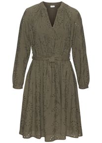 Lascana Damen Blusenkleid, grün, modisch, Gr. 44, unifarben, bestickt, Web, Obermaterial: 100% Baumwolle. Futter: 100% Baumwolle, Kleider, und