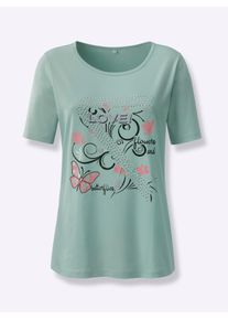 Classic Basics Damen T-Shirt "Shirt", grün, Gr. 42, gemustert, mehrfarbig, bedruckt, 100% Baumwolle, Shirts