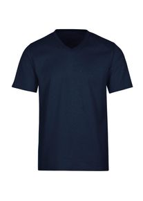 TRIGEMA Herren T-Shirt "TRIGEMA V-Shirt DELUXE Baumwolle", blau, Basic, Gr. L, 100% Baumwolle, Shirts