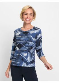 CLASSIC Damen Langarmshirt "Shirt", blau, Gr. 38, gemustert, mehrfarbig, 95% Polyester, 5% Elasthan, Shirts