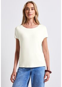 Street One Damen T-Shirt, weiß, casual, Gr. 46, unifarben, Stoff, 95% Viskose, 5% Elasthan, Shirts, mit Materialmix