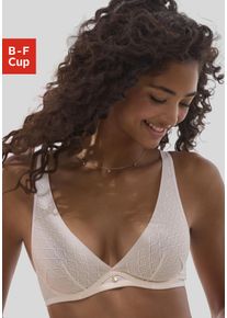 Lascana Damen Bügel-BH, Gr. 80, beige, Spitze, Obermaterial: 57% Polyamid, 28% Modal, 15% Elasthan, modisch, BHs, in High-Apex-Schnittform mit