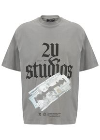2Y STUDIOS Herren T-Shirt "2Y Studios Herren Razor Oversize Tee", grau, casual, Gr. XL, bedruckt, 100% Baumwolle, Shirts