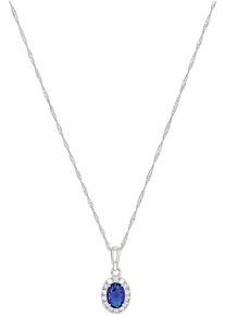 Amor Damen Kette mit Anhänger "Oval, Trachtenschmuck, Volksfest, 2039233, 2039234", Silber 925 (Sterlingsilber), L: 45cmsilberfarben, blau,