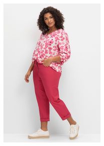 sheego Damen 7/8-Hose "Große Größen", lila, sportlich, Gr. 46, unifarben, Obermaterial: 97% Baumwolle, 3% Elasthan, Hosen, in
