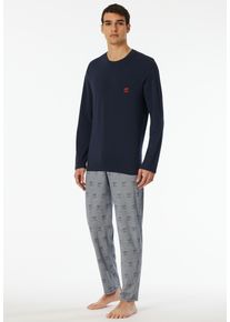 Schiesser Herren Schlafanzug ""95/5"", Gr. 48, blau, Single Jersey, Obermaterial: 95% Baumwolle, 5% Elasthan, casual, Homewear-Sets, Sehr elastisches
