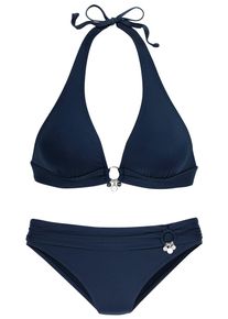 s.Oliver Damen Triangel-Bikini "Tonia", blau, Gr. 34, Microfaser, Polyamid, Bikini-Sets, mit herausnehmbaren Cups, im Nacken zu binden, im Rücken zu