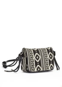Lascana Damen Umhängetasche "Crossbody Bag", schwarz-weiß, Textil, bedruckt, ethno, gemustert, Taschen, im Ethno Look, Minibag, Handtasche,