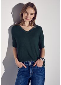 Street One Damen T-Shirt, grün, casual, Gr. 38, unifarben, Feinstrick, Obermaterial: 63% Viskose, 37% Polyester, Shirts, im Strick-Look mit