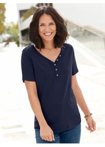 Casual Looks Damen Kurzarmshirt "Shirt", blau, Gr. 40, unifarben, 50% Baumwolle, 50% Modal, Shirts