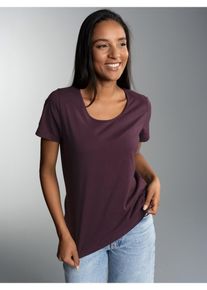 TRIGEMA Damen T-Shirt "TRIGEMA T-Shirt aus Biobaumwolle", lila, Basic, Gr. L, 100% Baumwolle (Bio-Baumwolle kbA), Shirts
