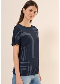 Cecil Damen T-Shirt, blau, casual, Gr. S, bedruckt, Web, Stoff, 50% Baumwolle, 50% Modal, Shirts, mit U-Boot-Ausschnitt