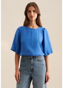 Seidensticker Damen Shirtbluse "Schwarze Rose", blau, Gr. 42, unifarben, 100% Leinen, Blusen, Kurzarm Rundhals Uni