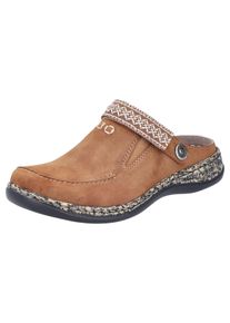 Rieker Damen Clog, Gr. 36, braun, Lederimitat, casual, Schuhe, Sabot, Schlupfschuh, Schlappen mit kleinem Stretcheinsatz