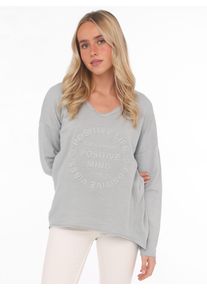 Zwillingsherz Damen Sweatshirt ""Positive Mind"", grau, casual, Gr. SM, unifarben, used, Sweatware, Obermaterial: 70% Baumwolle, 30% Polyester,