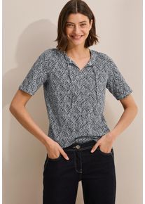 Cecil Damen T-Shirt, blau, casual, Gr. L, bedruckt, Web, 100% Baumwolle, Shirts, aus reiner Baumwolle