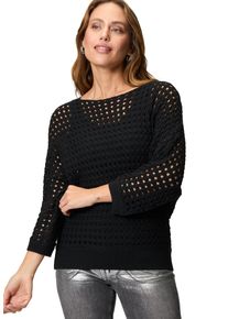 Zero Damen Strickpullover "Zero Pullover mit Lochmuster", schwarz, casual, Gr. 34, unifarben, Strick, Obermaterial: 50% Baumwolle, 50% Polyacryl.