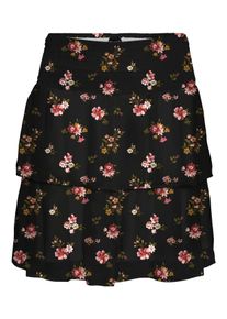 Véro Moda VERO MODA Damen Minirock "VMSMILLA HW SMOCK SHORT SKIRT WVN GA"schwarz aop:lill, modisch, Gr. XS, bedruckt, Web, Obermaterial: 100% Polyester, Röcke
