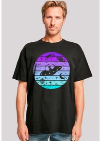 F4NT4STIC Herren T-Shirt "Retro Alien Weltraum Sonnenuntergang", schwarz, casual, Gr. 5XL, Obermaterial: 100% Baumwolle, Shirts, Premium Qualität