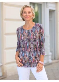 Classic Basics Damen 3/4-Arm-Shirt "Shirt", lila, Gr. 40, gemustert, mehrfarbig, 95% Polyester, 5% Elasthan, Shirts