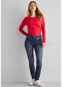 Cecil Damen Comfort-fit-Jeans, blau, casual, Gr. 27, unifarben, Jeans, 75% Baumwolle, 23% Polyester, 2% Elasthan, Jeans, Middle Waist