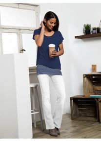 Casual Looks Damen 2-in-1-Shirt "Shirt + Top", blau, Gr. 40, unifarben, gemustert, gestreift, mehrfarbig, 95% Viskose, 5% Elasthan, Shirts