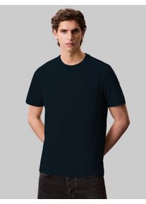 Herren T-Shirt "SS SMOOTH CTTN SOLID CREWNK TEE", blau, Basic, Gr. XXL, Calvin Klein Jeans, Single Jersey, Obermaterial: 100% Baumwolle, Shirts, mit