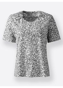 Inspirationen Damen Kurzarmshirt "Shirt", schwarz, Gr. 36, gemustert, mehrfarbig, 100% Baumwolle, Shirts