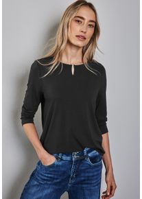 Street One Damen Rundhalsshirt, schwarz, casual, Gr. 38, unifarben, Stoff, 95% Viskose, 5% Elasthan, Shirts, aus strecthigem Viskosematerial