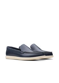Clarks Herren Bootsschuh "Bratton Loafer", Gr. 45, blau, Nubukleder, casual, Schuhe, Bootsschuh, Mokassin, Slip-On Sneaker mit Ziernaht