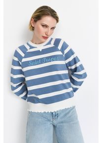 RICHROYAL Damen Sweater, blau, casual, Gr. S, Sweatware, Obermaterial: 96% Baumwolle, 4% Elasthan, Sweatshirts, Mit Rundhalsausschnitt