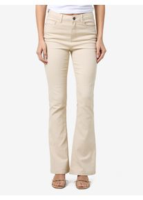 Noisy may Damen Bootcut-Jeans "NMSALLIE HW FLARE JEANS OATMEAL NOOS", beige, modisch, Gr. 29, unifarben, Denim/Jeans, Obermaterial: 79% Baumwolle,