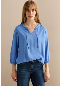 Cecil Damen Langarmbluse, blau, casual, Gr. S, unifarben, Stoff, 100% Viskose, Blusen, mit 3/4 Ärmeln