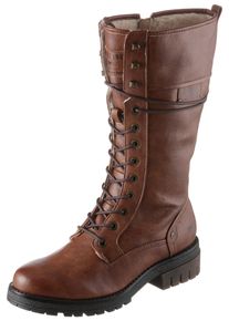 Mustang Shoes Damen Winterstiefel, Gr. 37, braun, Lederimitat, used, klassisch, Schuhe, Stiefel, Langschaft-Stiefel mit variablen XS-Schaft