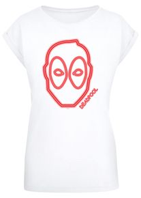ABSOLUTE CULT Herren T-Shirt "ABSOLUTE CULT Damen Ladies Deadpool - Neon Head T-Shirt", weiß, casual, Gr. M, bedruckt, 100% Baumwolle, Shirts