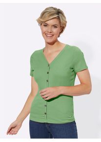 Casual Looks Damen Kurzarmshirt "Shirt", grün, Gr. 40, unifarben, 95% Viskose, 5% Elasthan, Shirts