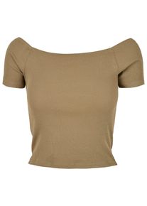Urban Classics Herren T-Shirt "Urban Classics Damen Ladies Off Shoulder Rib Tee", grün, casual, Gr. XXL, unifarben, 97% Baumwolle, 3% Elasthan, Shirts