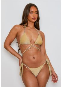 MODA MINX Damen Triangel-Bikini-Top "Lumiere Seychelles", gold, Gr. L, unifarben, 85% Polyester, 8% Elasthan, 7% Metall, Bikini-Oberteile, mit