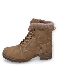 Damen Schnürstiefelette, Dockers by Gerli, Gr. 40, braun, Nubuklederimitat, Textil, used, klassisch, Schuhe, Schnürboots, Winterstiefel mit Filz am